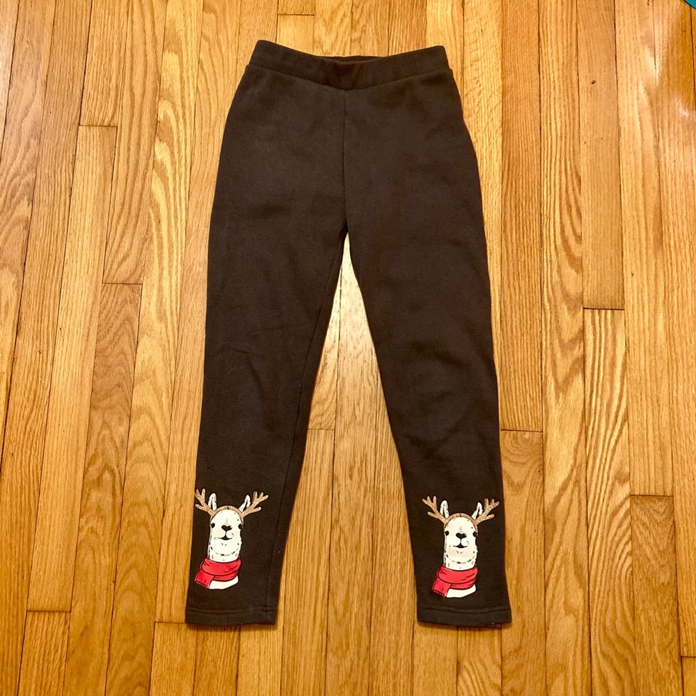 Old Navy Holiday Llama Fleece Lined Leggings Girls 14